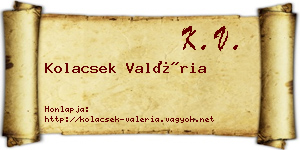 Kolacsek Valéria névjegykártya